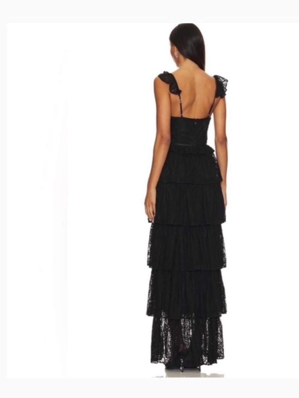 Tularosa Cantini Maxi Dress Black Lace Tiered Small - Picture 2 of 6
